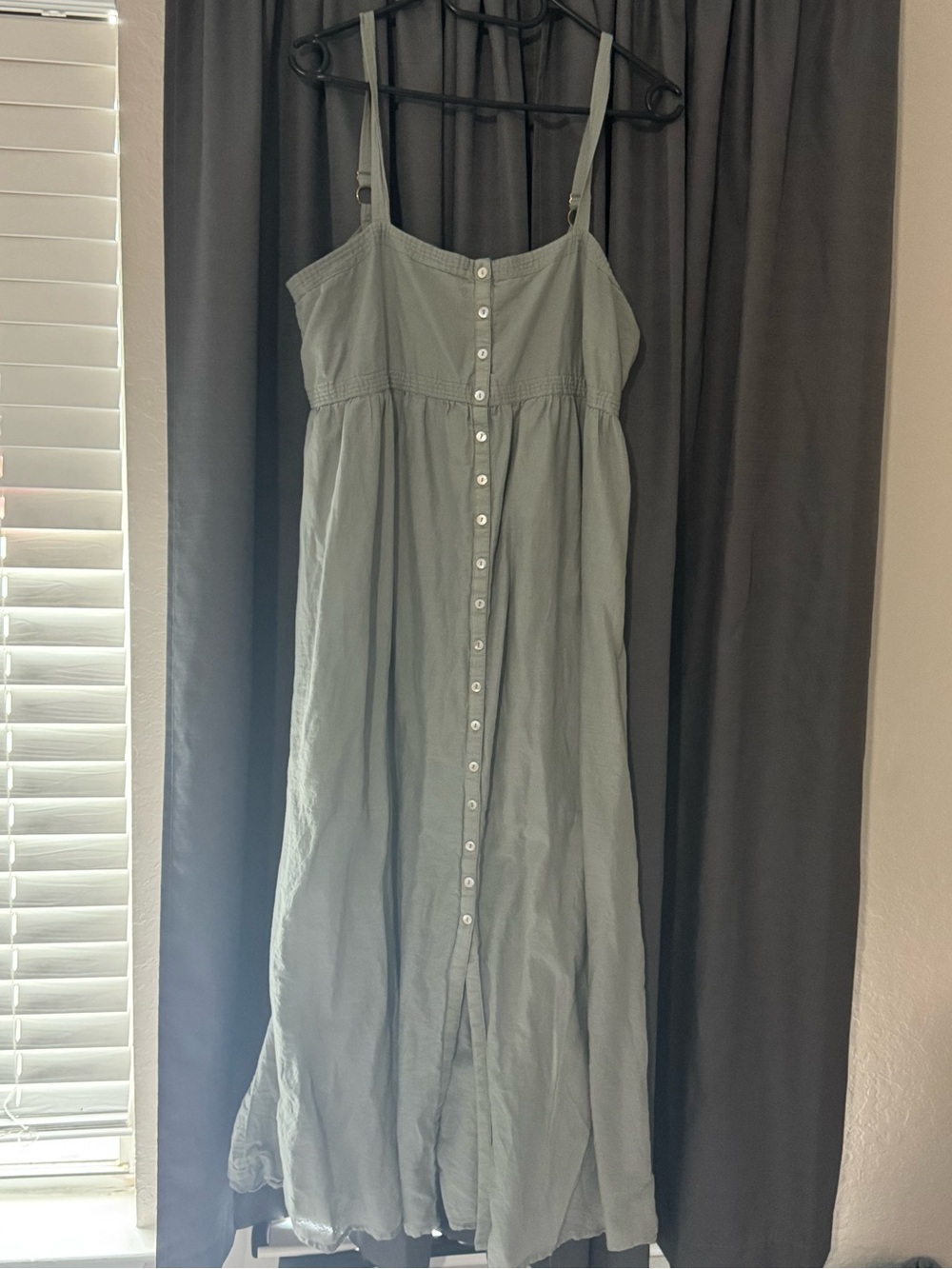 NATURAL LIFE Olive Green Button-Front Maxi Sundress
